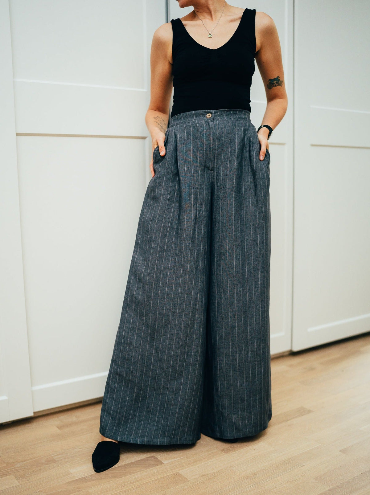 Linen Palazzo Pants, Linen wide leg loose pants