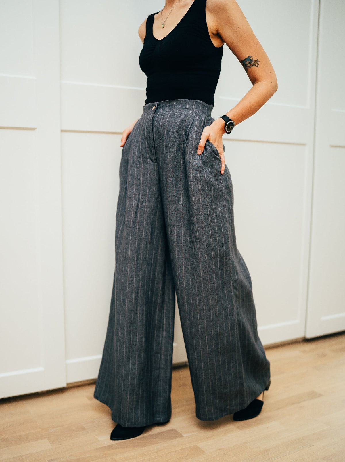 Linen Palazzo Pants, Linen wide leg loose pants - Linenbee