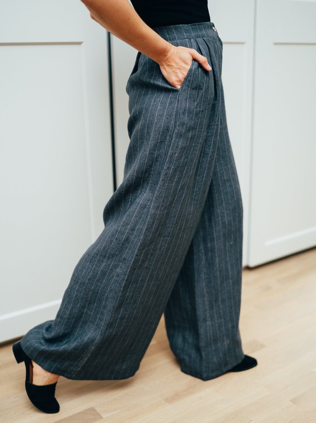 Linen Palazzo Pants, Linen wide leg loose pants