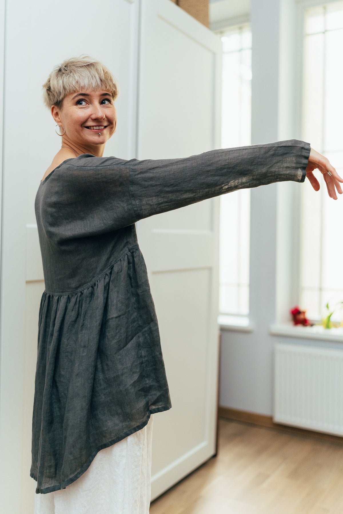 Oversized Crop Top, Oversized Shirt - Linenbee