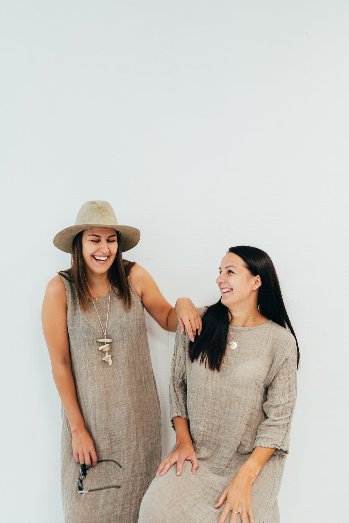 Long gauze Linen Cover Up Dress with ¾ Sleeves