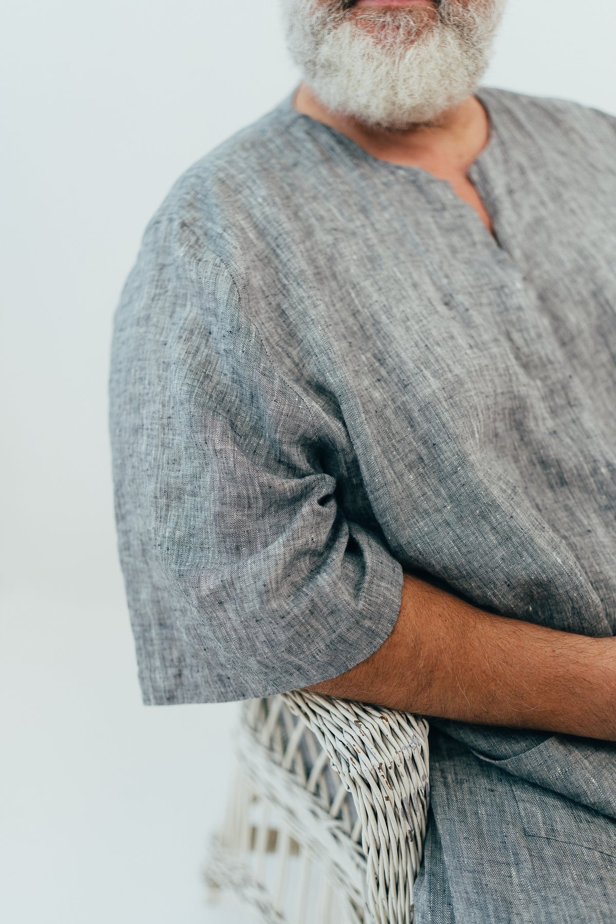 Plus Size Linen Kaftan for Men &#39;Douglas&#39; with Short Sleeves, Kaftan Robe Plus Size