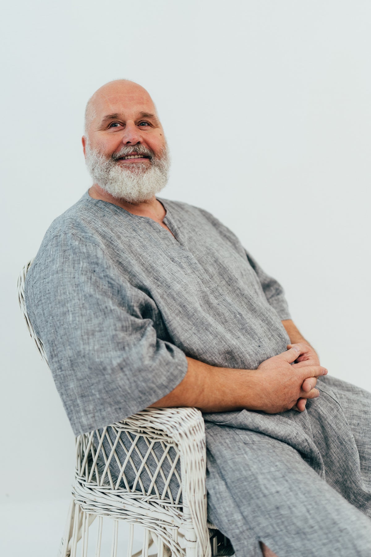 Plus Size Linen Kaftan for Men &#39;Douglas&#39; with Short Sleeves, Kaftan Robe Plus Size