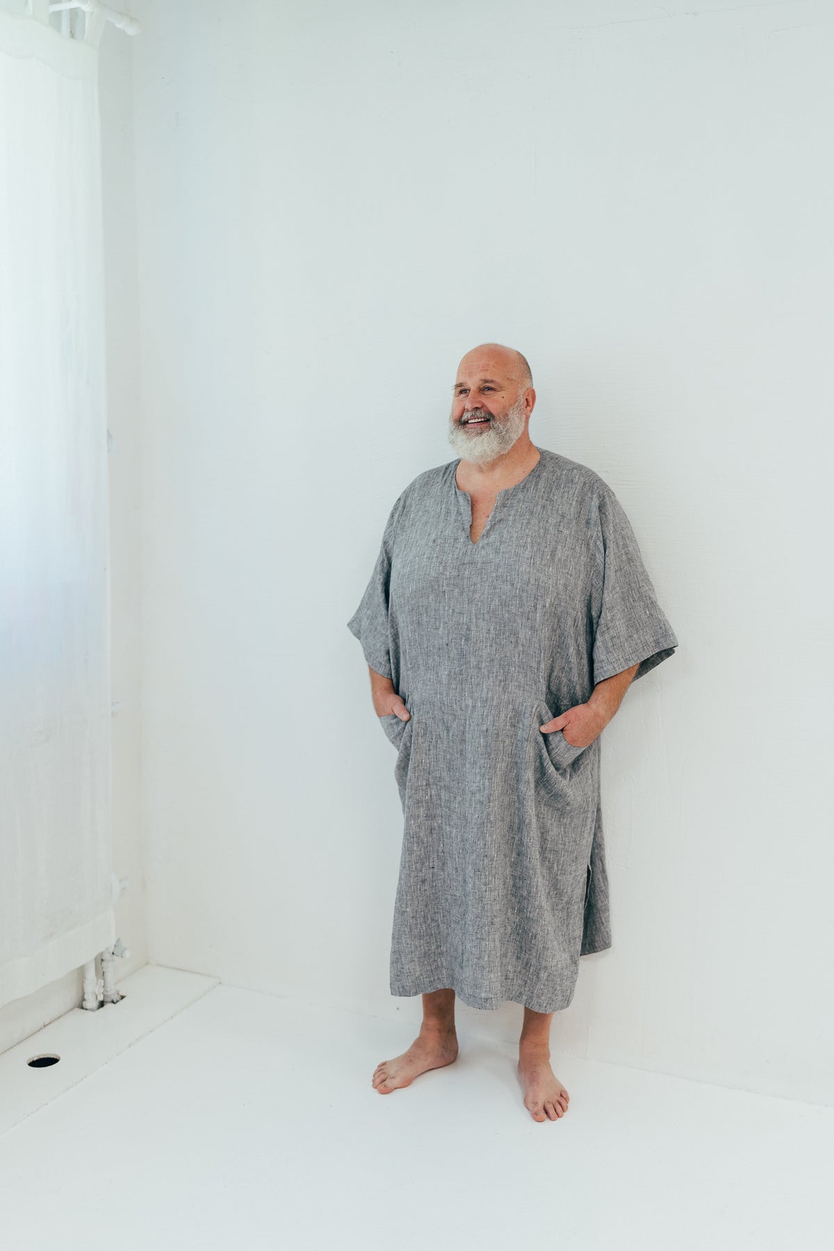 Plus Size Linen Kaftan for Men &#39;Douglas&#39; with Short Sleeves, Kaftan Robe Plus Size