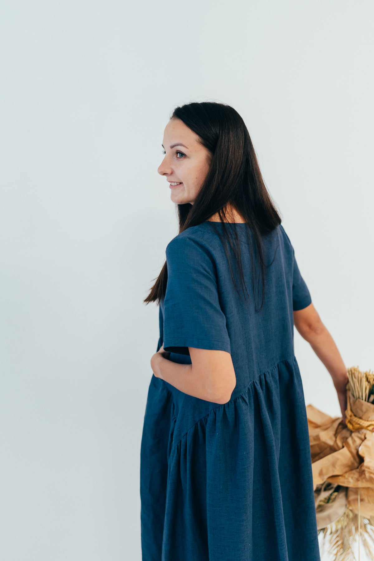 Loose Linen Dress with Pockets "Maira" - Linenbee Loose Linen Dress with Pockets "Maira" - Linenbee