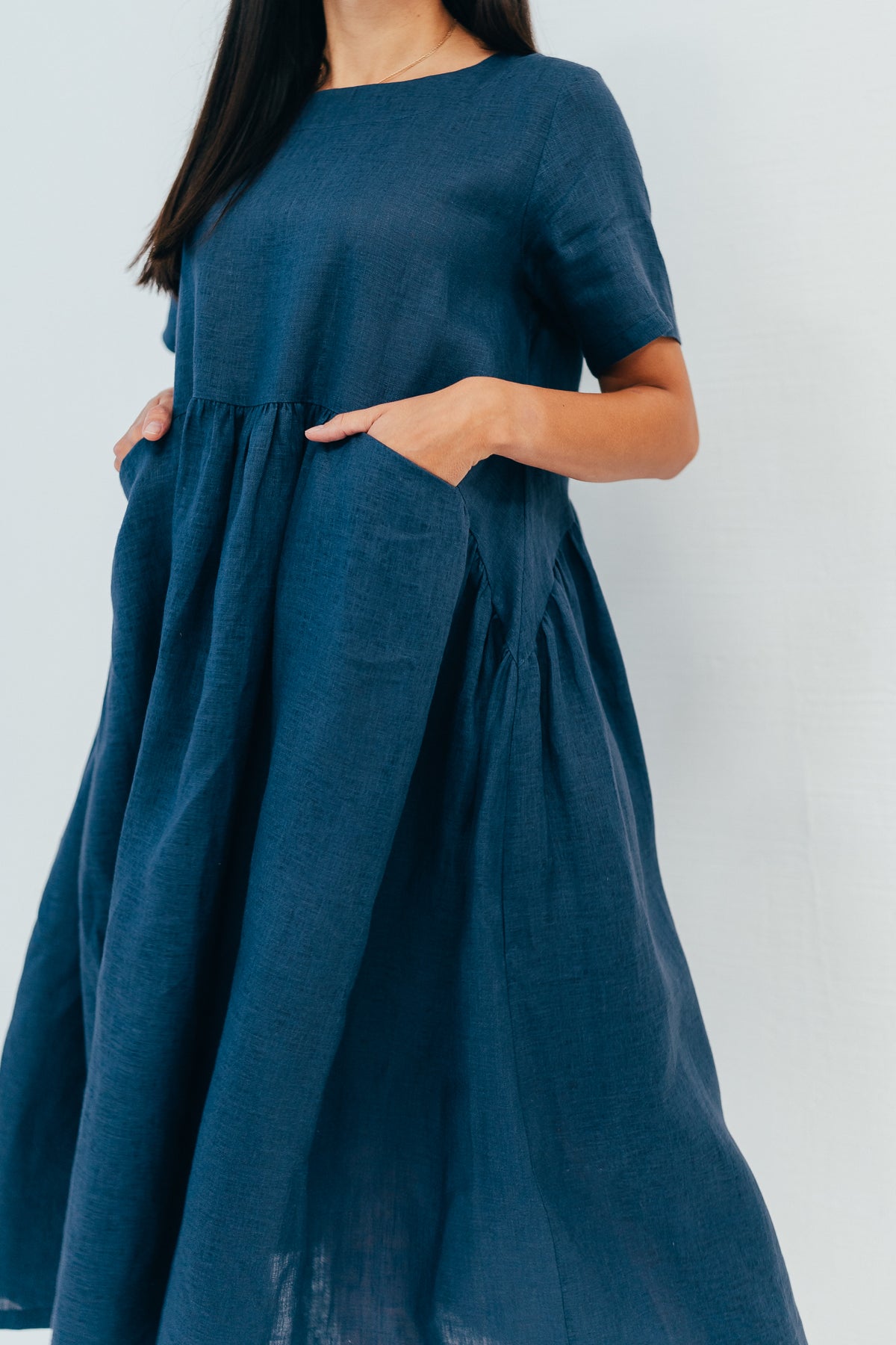 Loose Linen Dress with Pockets "Maira" - Linenbee Loose Linen Dress with Pockets "Maira" - Linenbee
