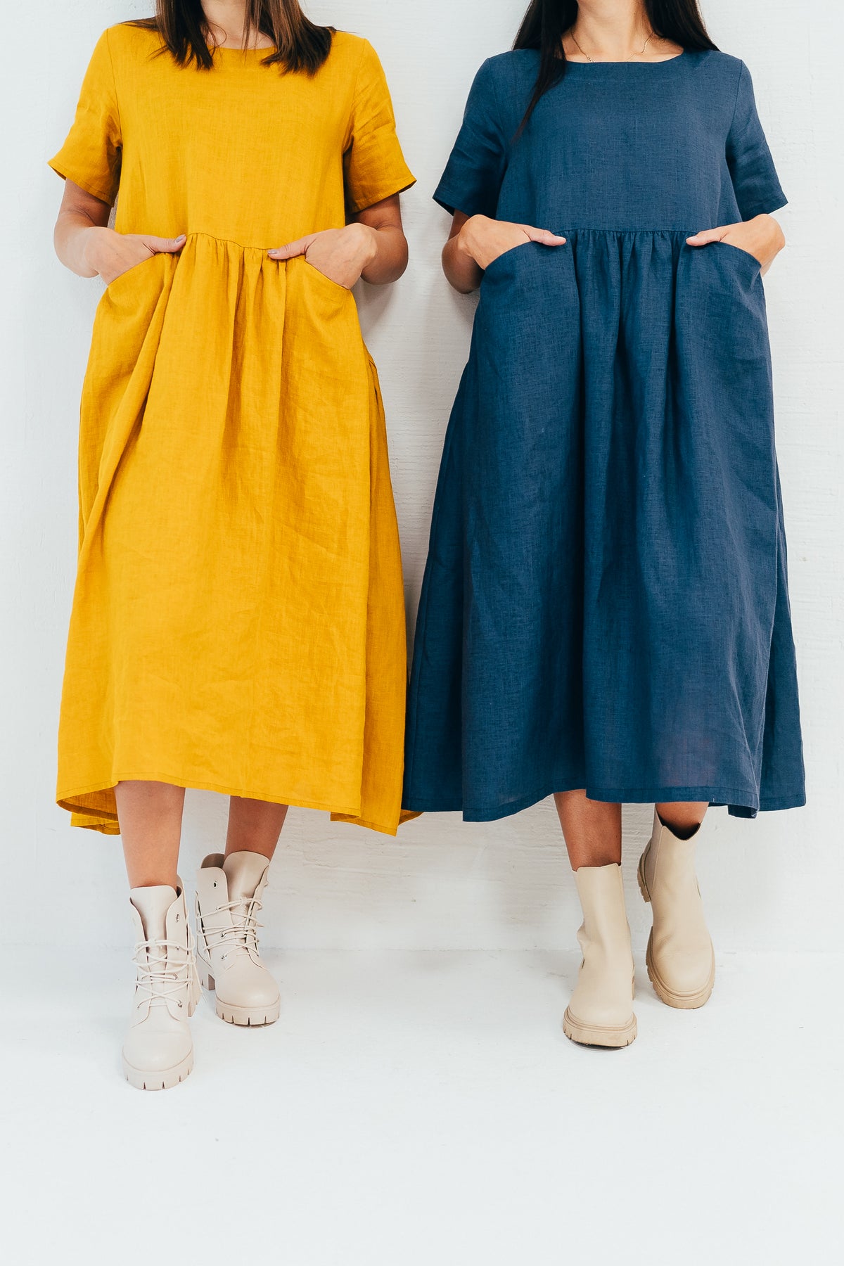 Loose Linen Dress with Pockets "Maira" - Linenbee Loose Linen Dress with Pockets "Maira" - Linenbee