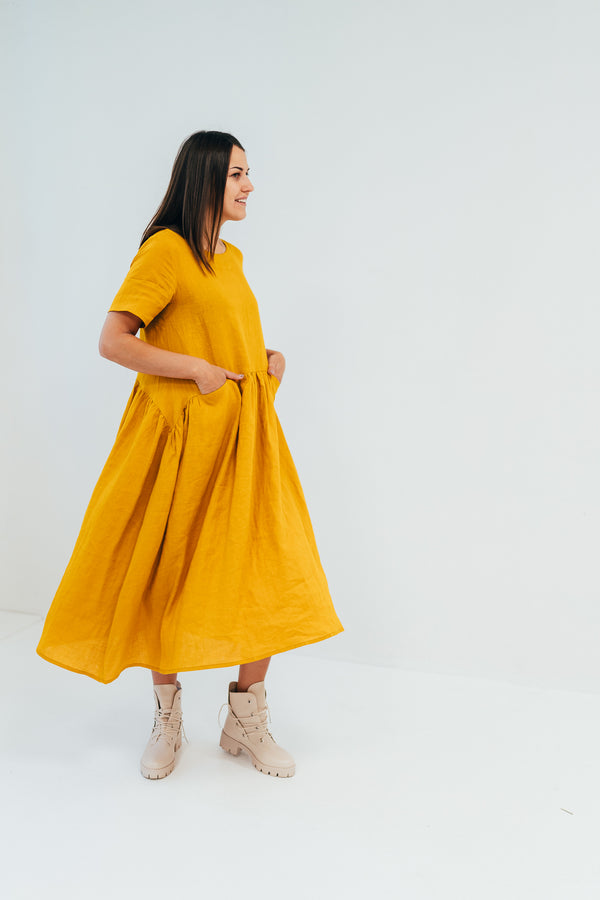 Loose Linen Dress with Pockets