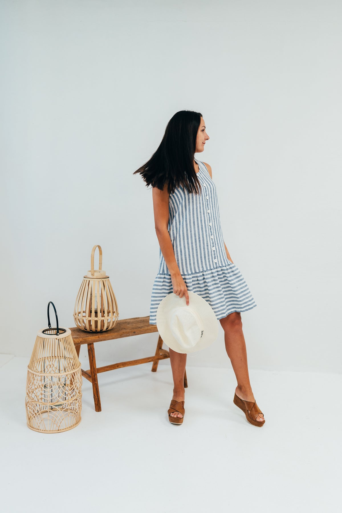 Linen Summer Dress with No Sleeves &quot;Laurentine&quot;