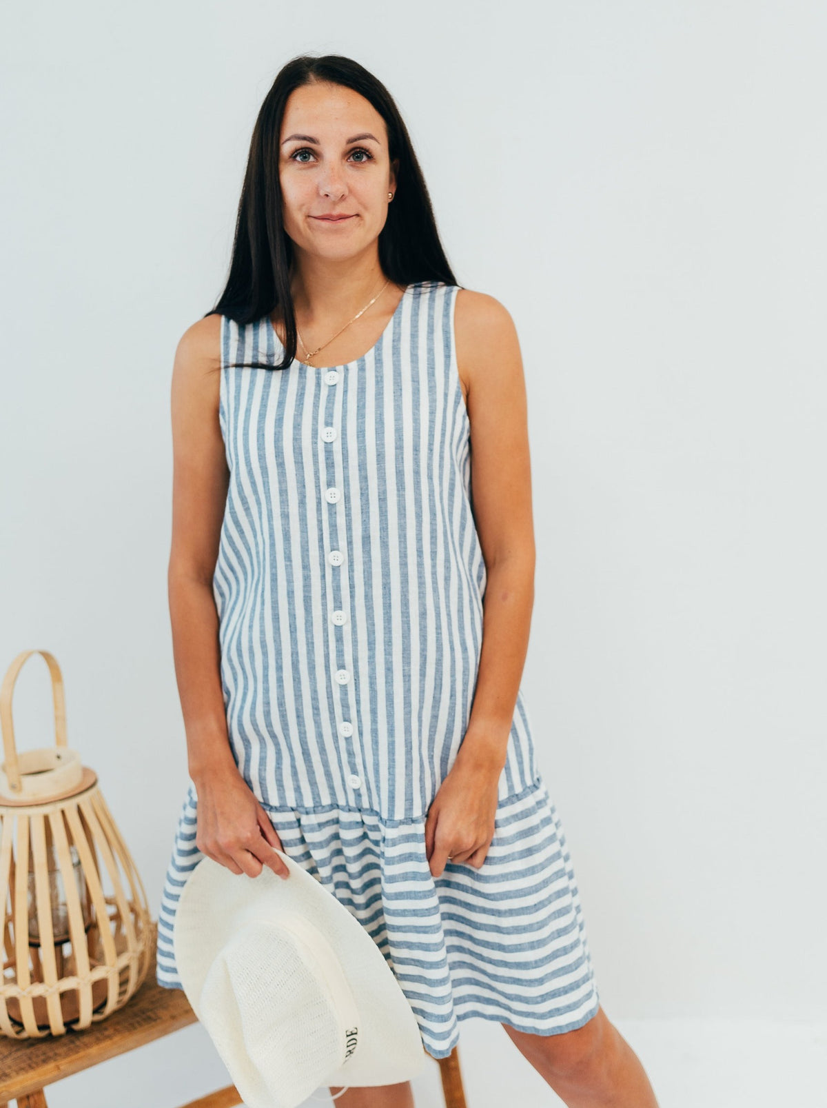 Linen Summer Dress with No Sleeves &quot;Laurentine&quot;