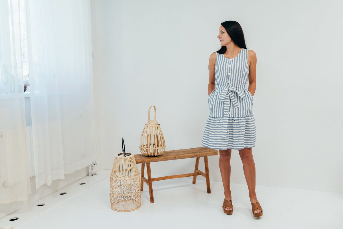 Linen Summer Dress with No Sleeves &quot;Laurentine&quot;