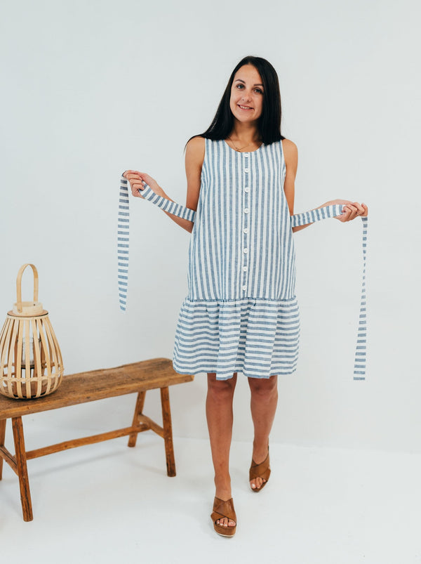 Linen Summer Dress with No Sleeves 