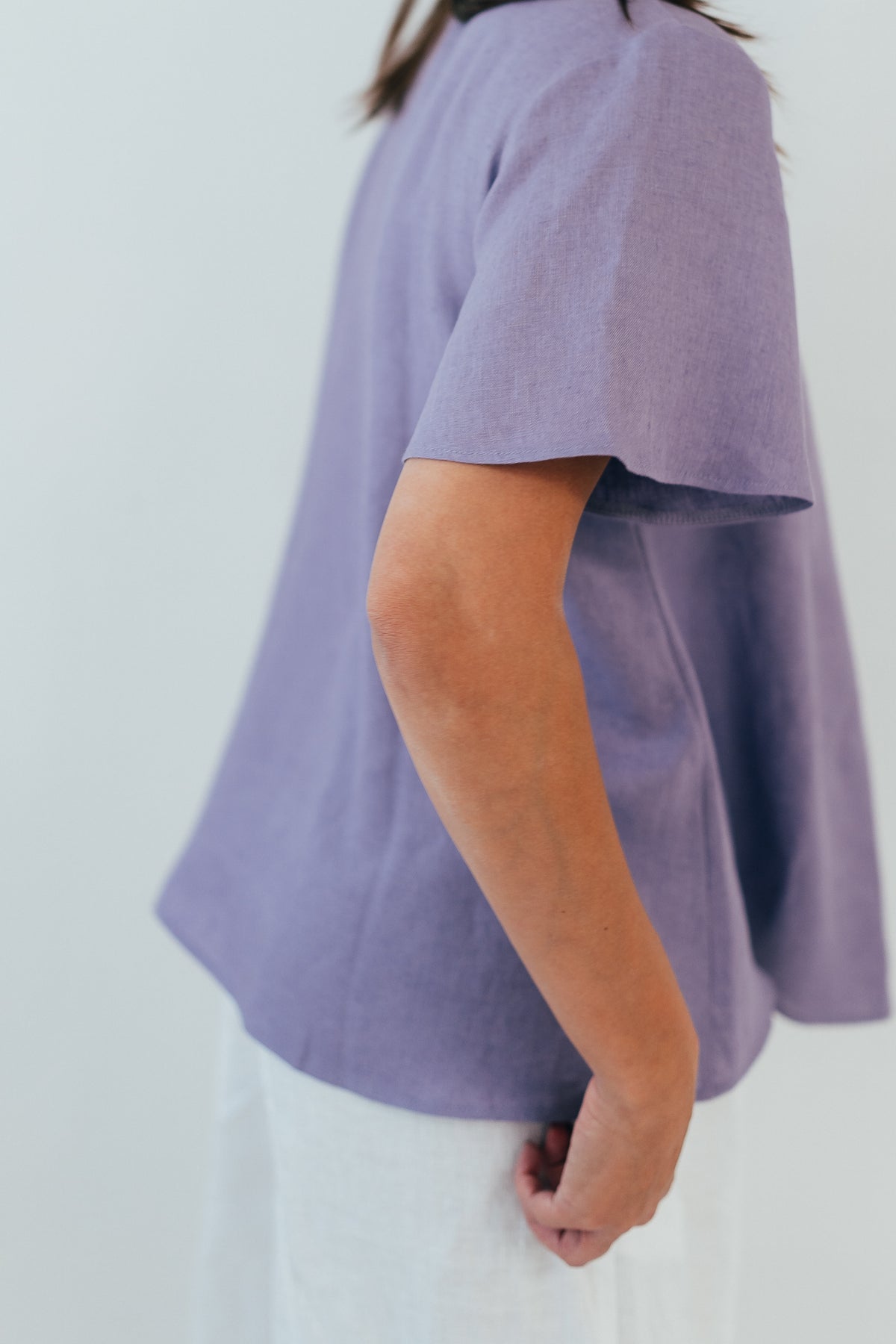 Bell shaped linen top with a Pleat &#39;Bella&#39;