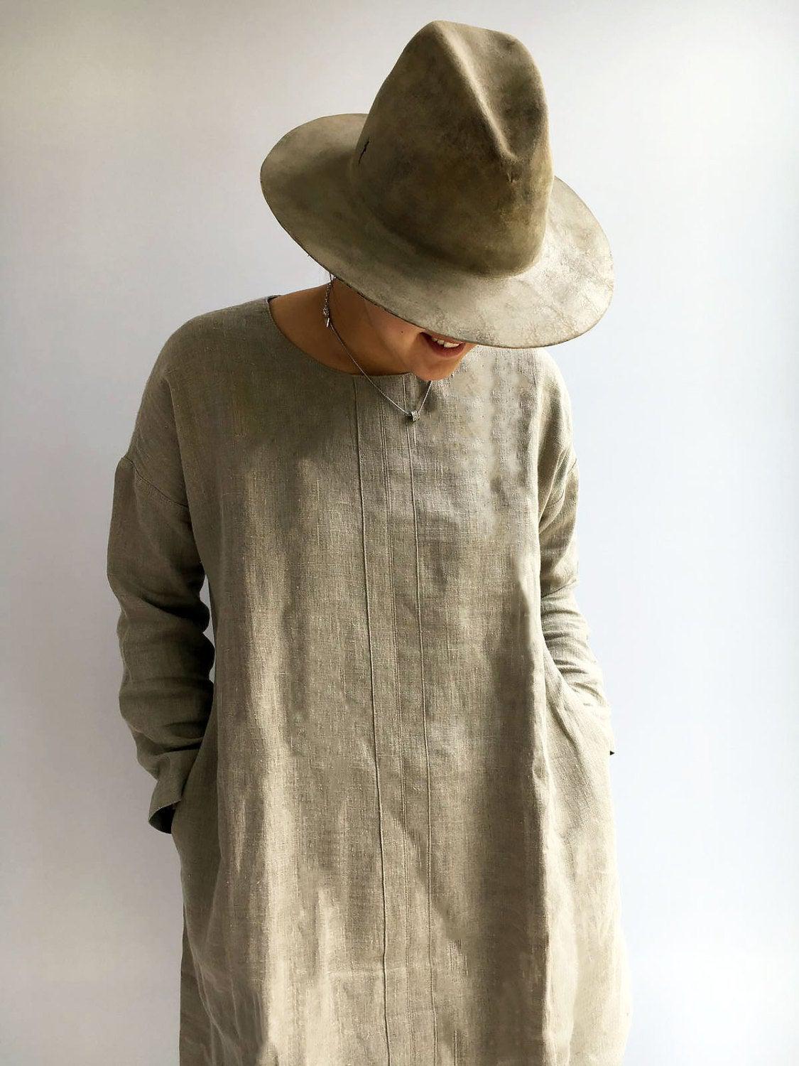 Natural linen tunic, Tunic Top