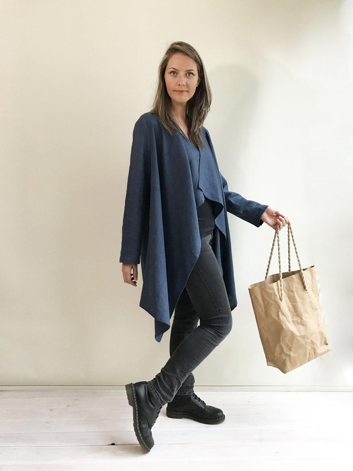 Loose Linen Cardigan, Linen Kimono Jacket