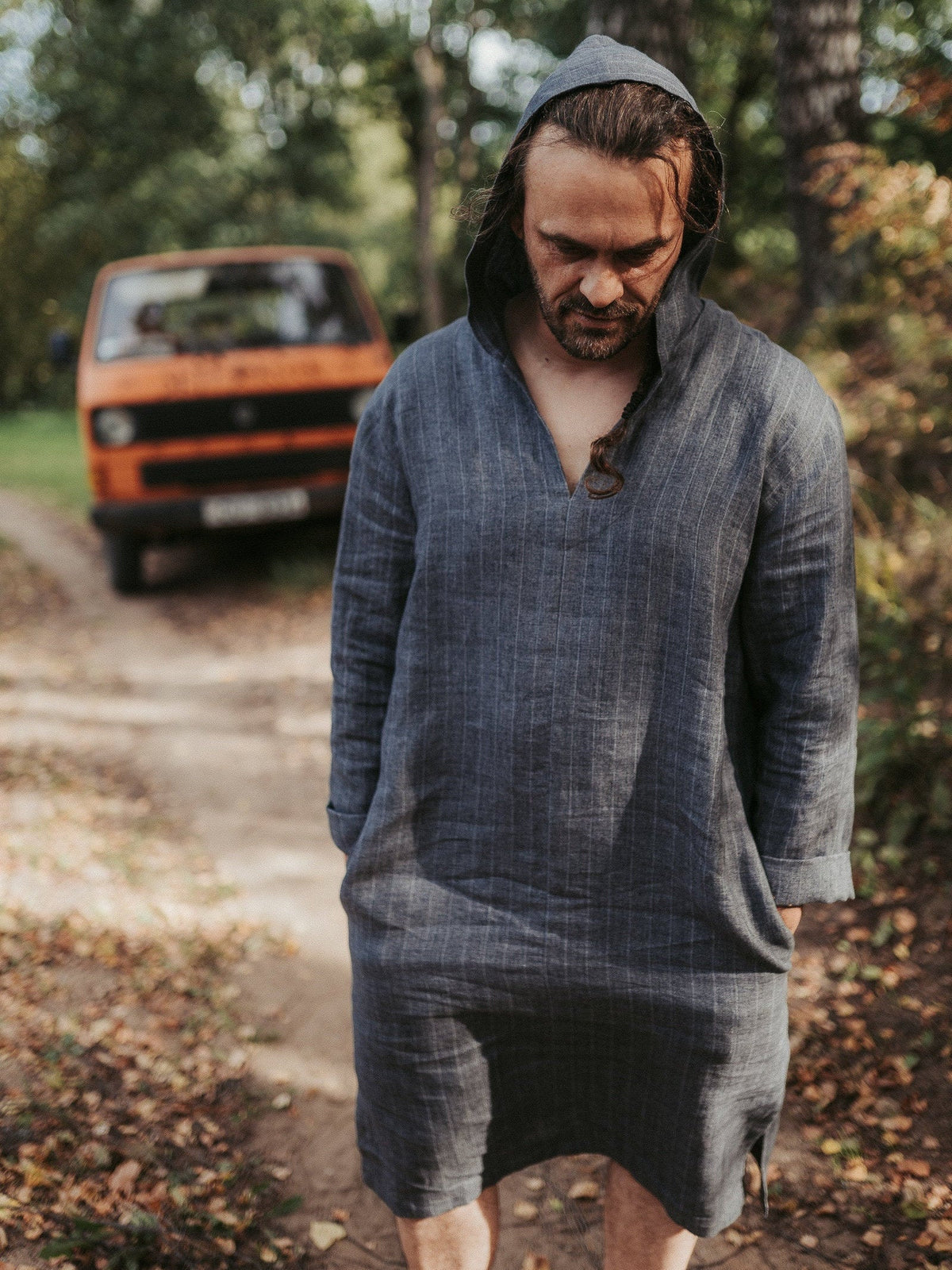 Men linen robe 'Scott', Mens tunic