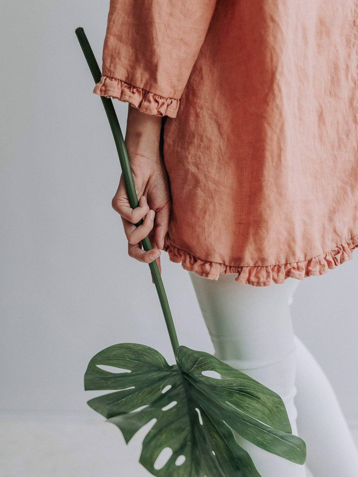 Linen Tunic with Ruffles 'Shirley', elegant linen tunic top