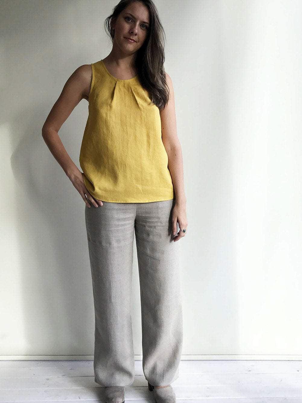 Sleeveless Linen Top, Womens Top