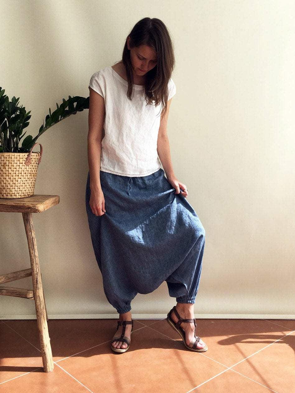 Linen Harem Pants, Linen Yoga pants