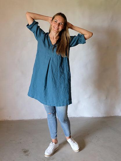 Plus size Linen tunic 'Yvette' in Sea Green