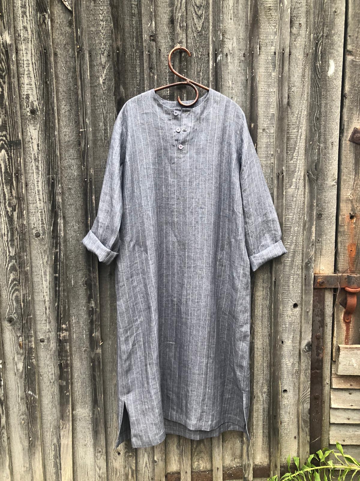 Linen Kaftan &#39;Carl&#39;, Mens Henley Caftan Men