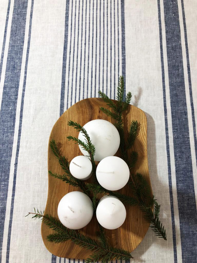 Dark Blue Ticking Tablecloth from Linen