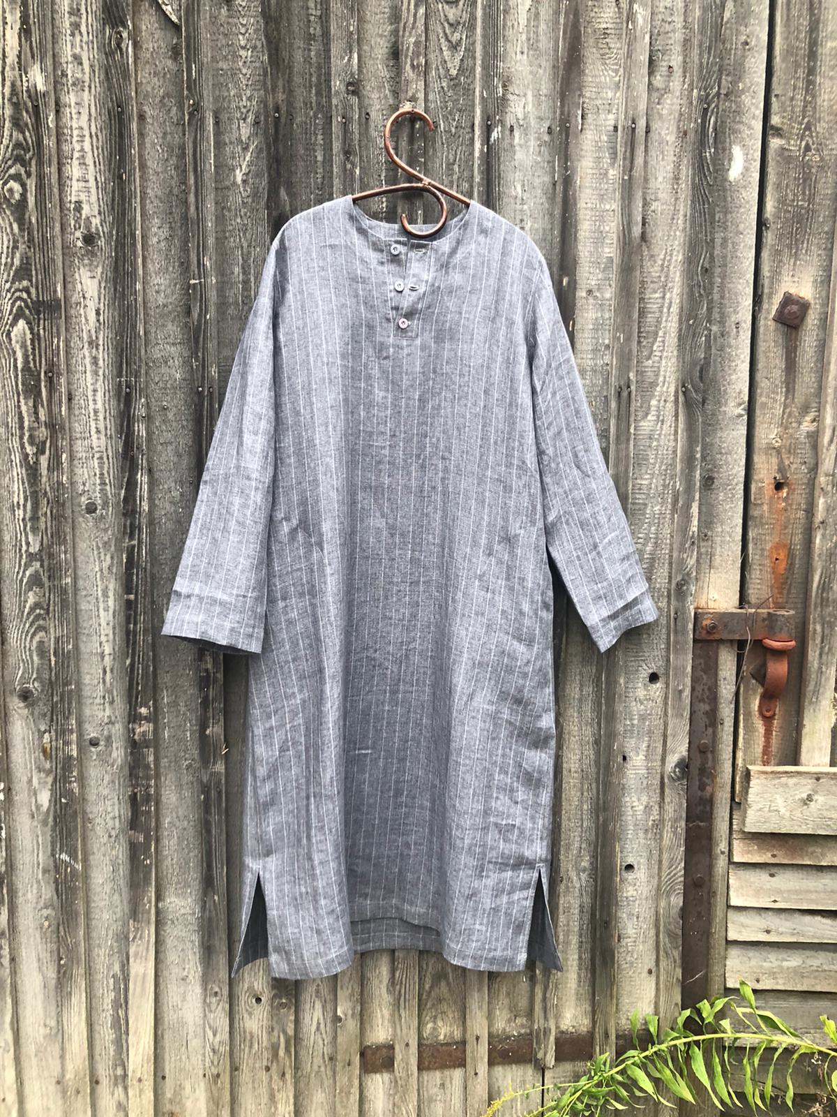 Linen Kaftan &#39;Carl&#39;, Mens Henley Caftan Men