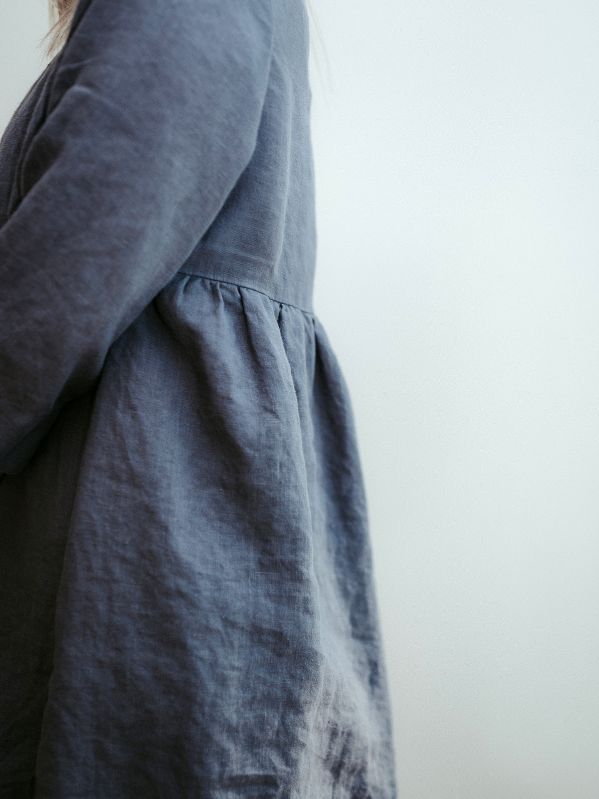 Linen Tunic Dress &#39;Lilah&#39; with 3/4 Sleeves and Princess Seams