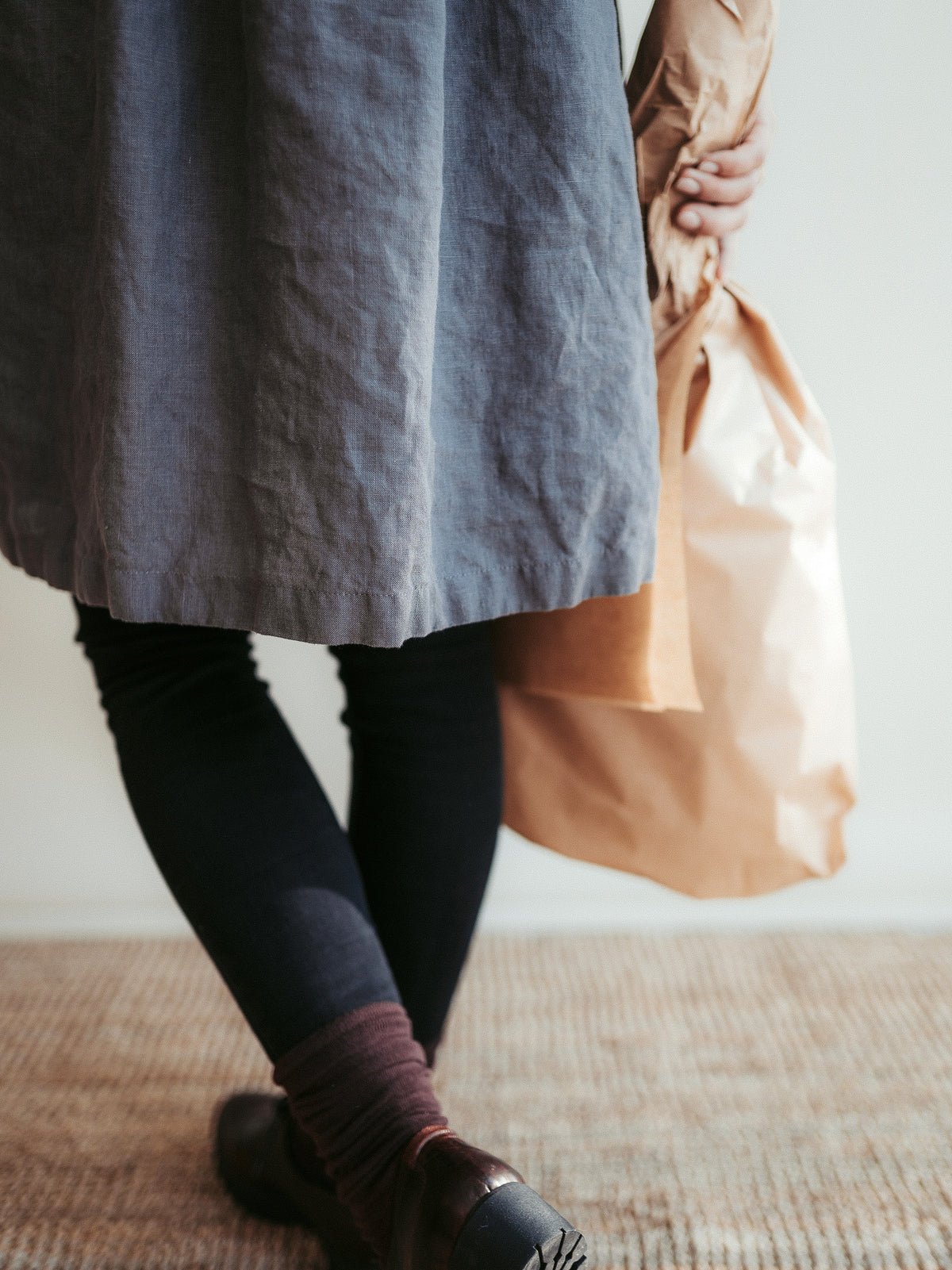 Linen Tunic Dress &#39;Lilah&#39; with 3/4 Sleeves and Princess Seams