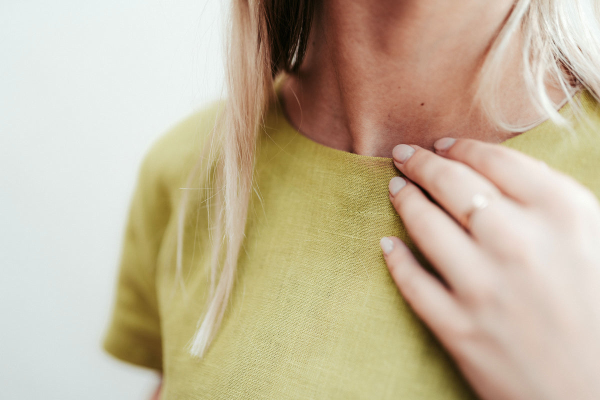 Linen T-shirt for Women with Set-In Sleeves