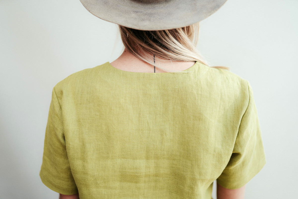 Linen T-shirt for Women with Set-In Sleeves