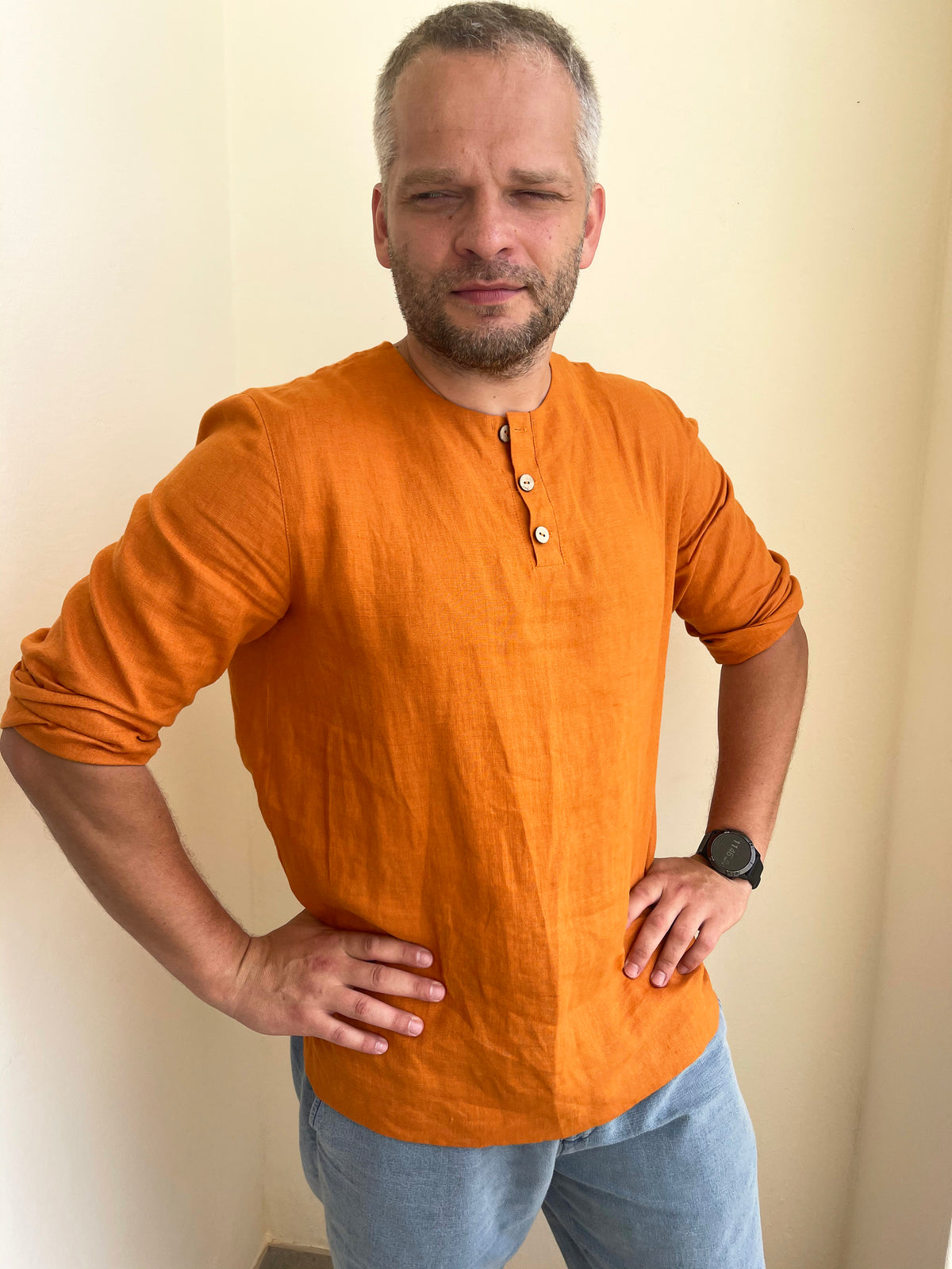 Linen Henley Shirt &#39;Martin&#39;
