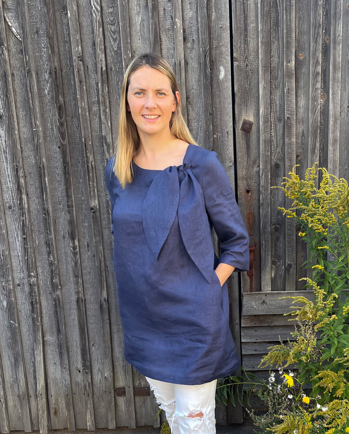 Linen Tunic with a Decorative Tie &#39;Margaret&#39;