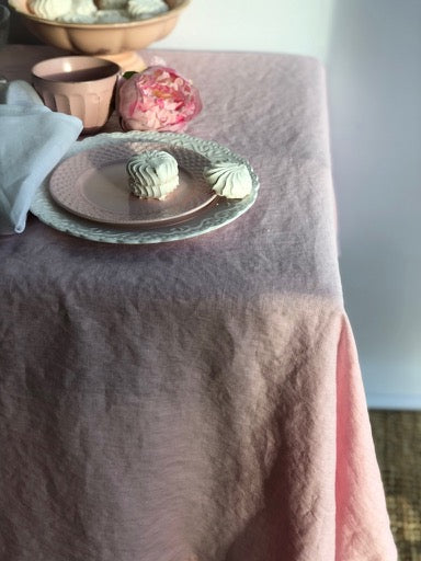 Pink Linen Tablecloth, Romantic Table Cloth