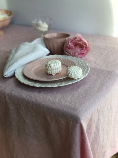 Pink Linen Tablecloth, Romantic Table Cloth