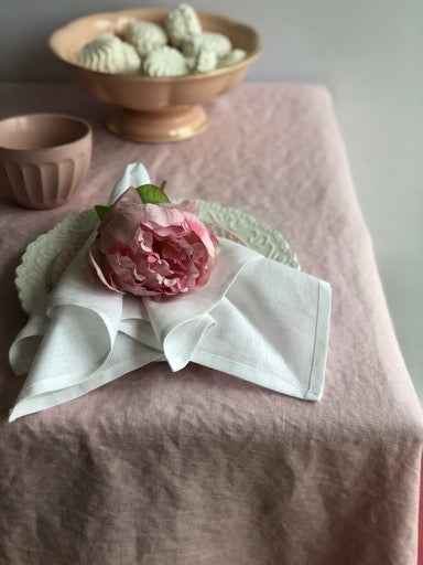 Pink Linen Tablecloth, Romantic Table Cloth