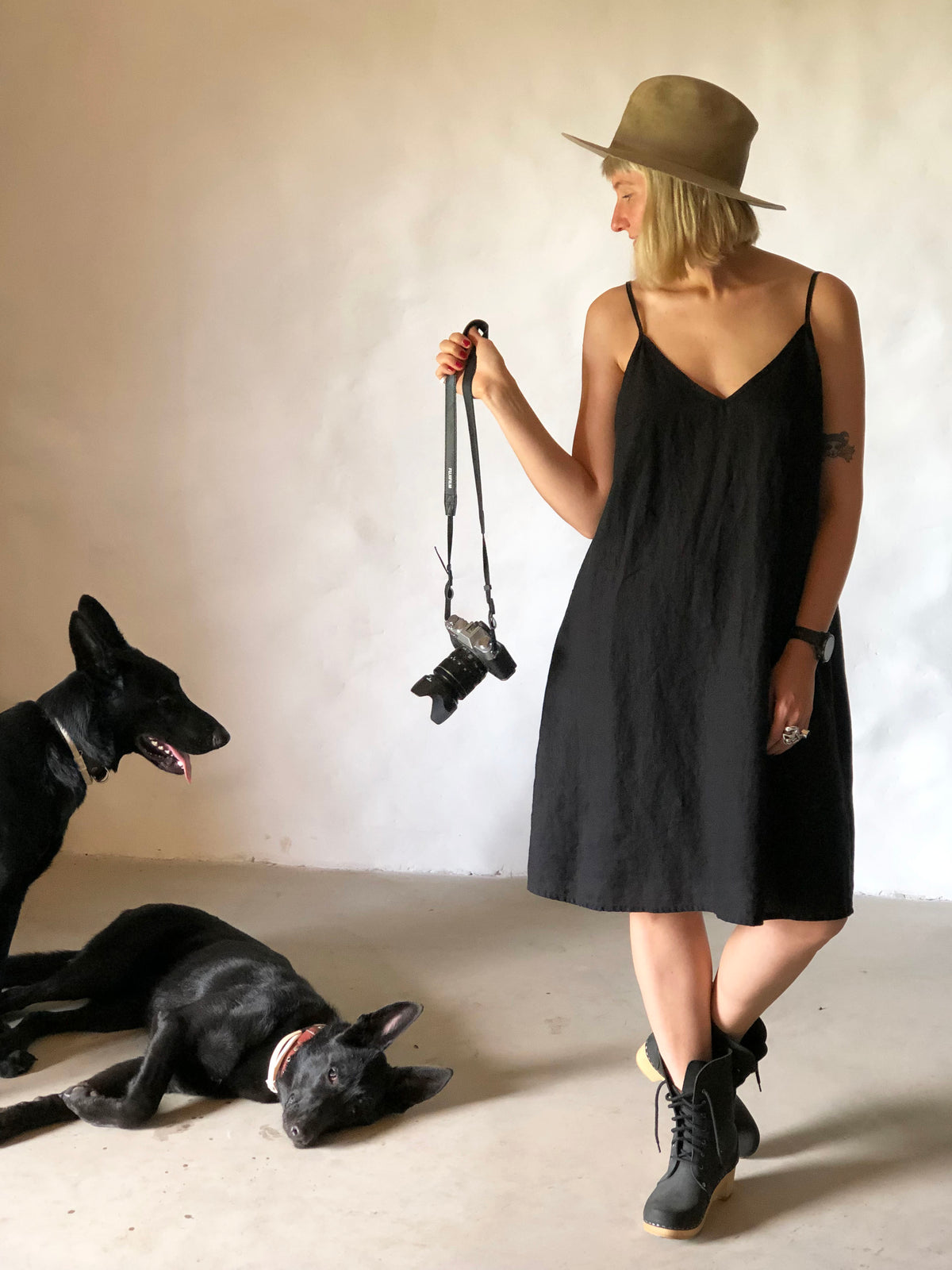 Linen Cami Dress 'Angie-Short', Linen slip dress - Linenbee
