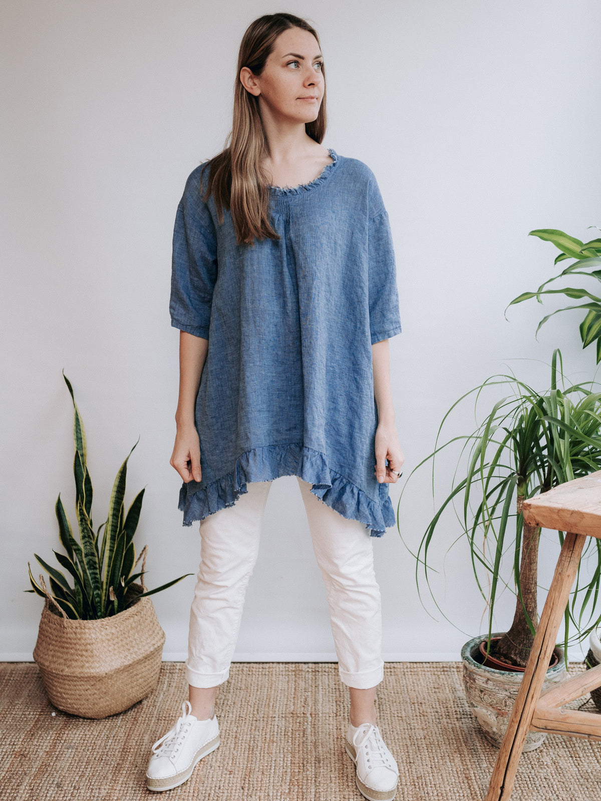 Oversized Linen Top Edith, Loose Plus Size Top Linen