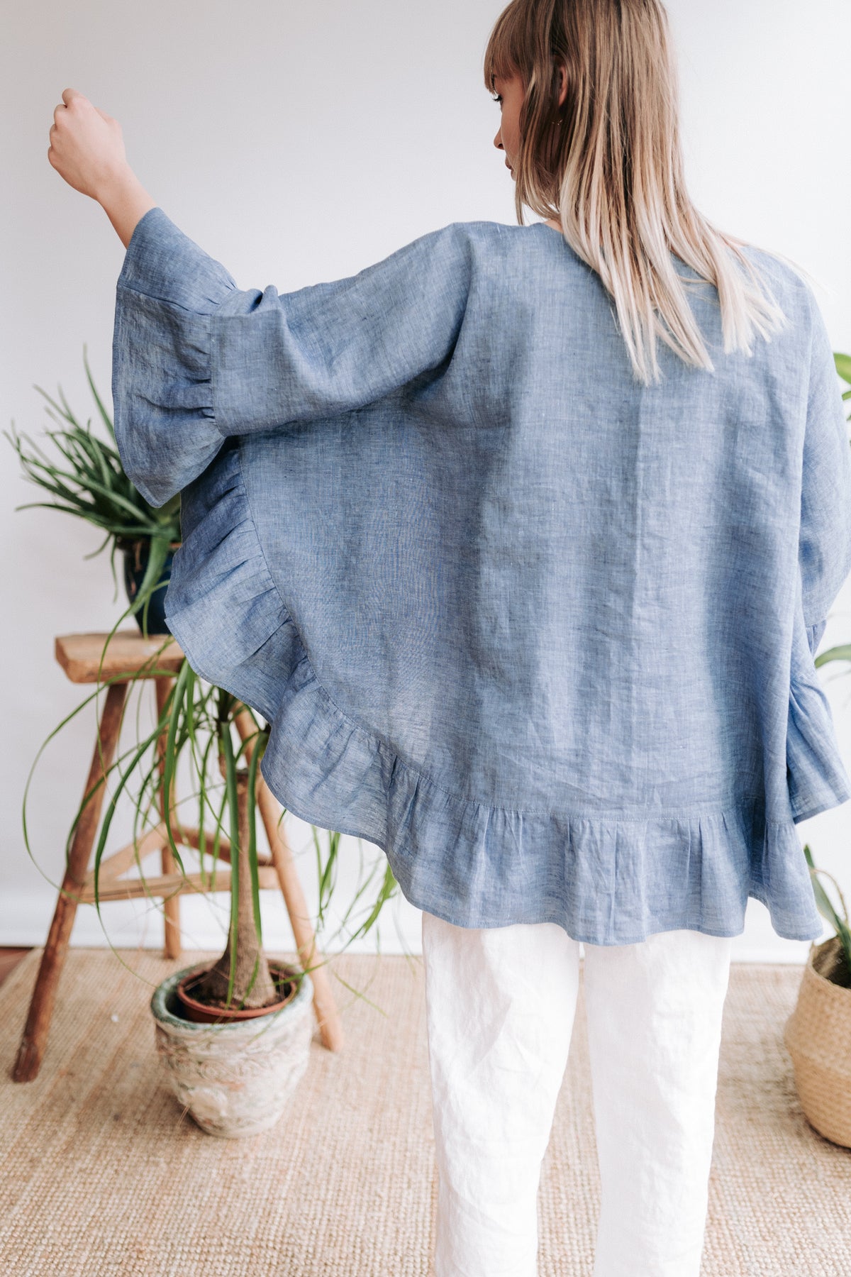 Linen Poncho Blouse &#39;Penelope&#39;, Linen Cape Top