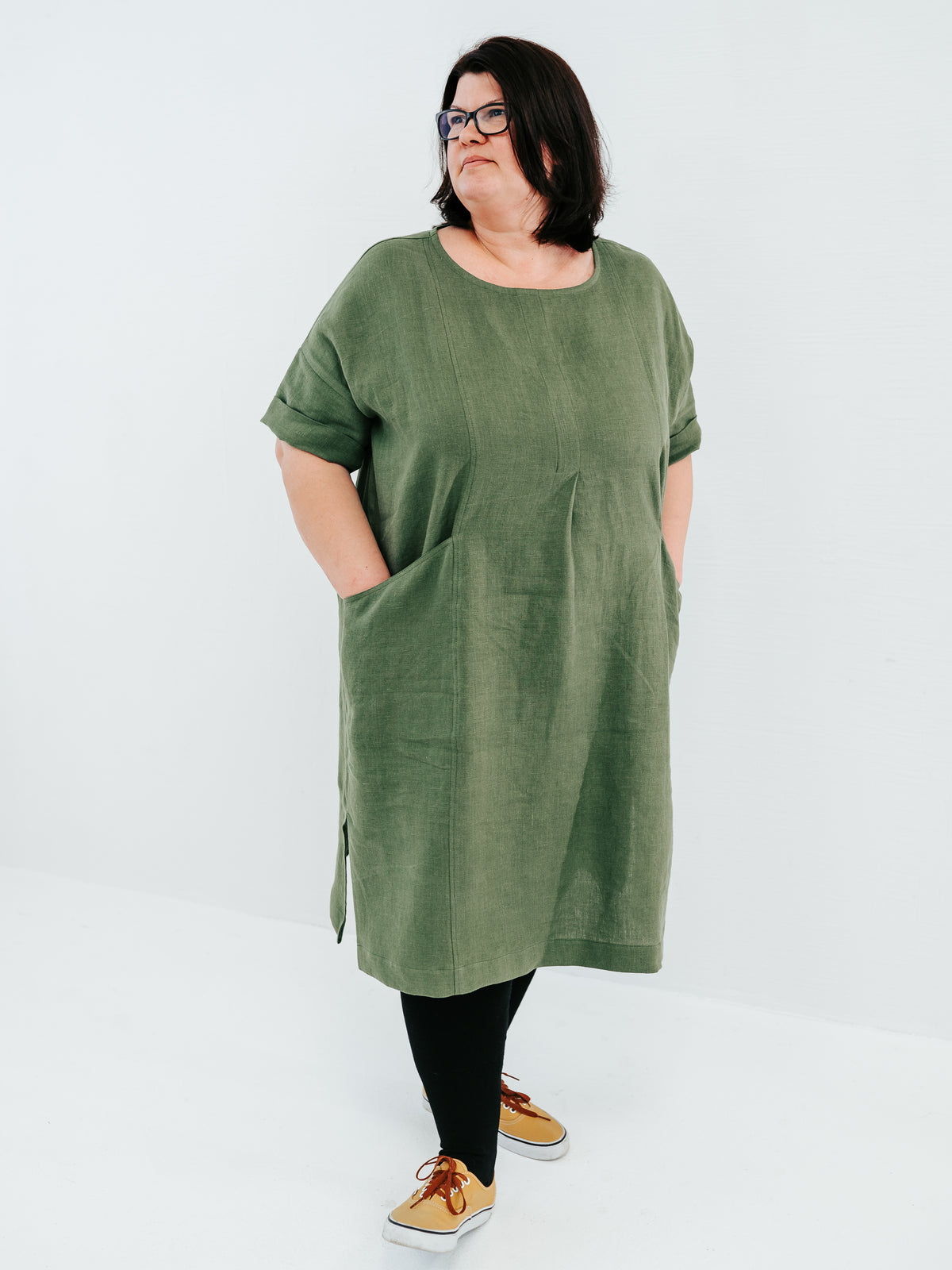Plus size linen tunic dress 'Gemma', custom sized linen dresses - Linenbee Plus size linen tunic dress 'Gemma', custom sized linen dresses - Linenbee