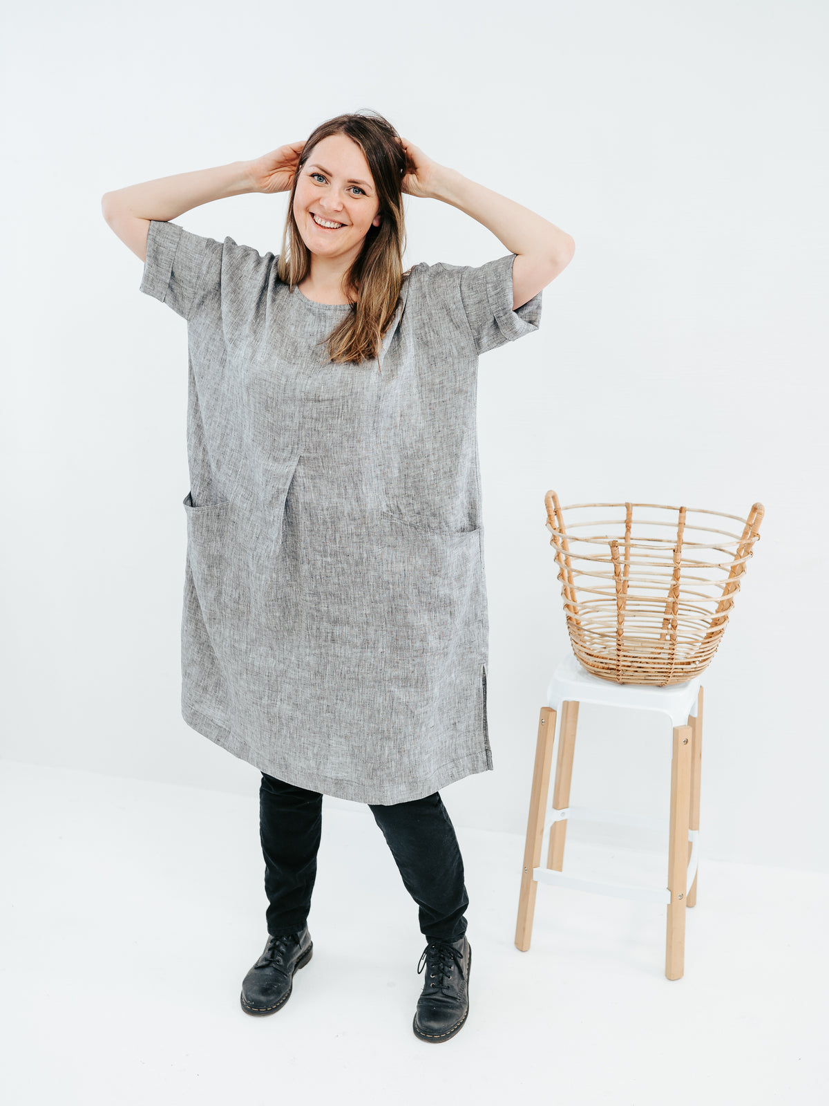 Plus size linen tunic dress 'Gemma', custom sized linen dresses - Linenbee Plus size linen tunic dress 'Gemma', custom sized linen dresses - Linenbee