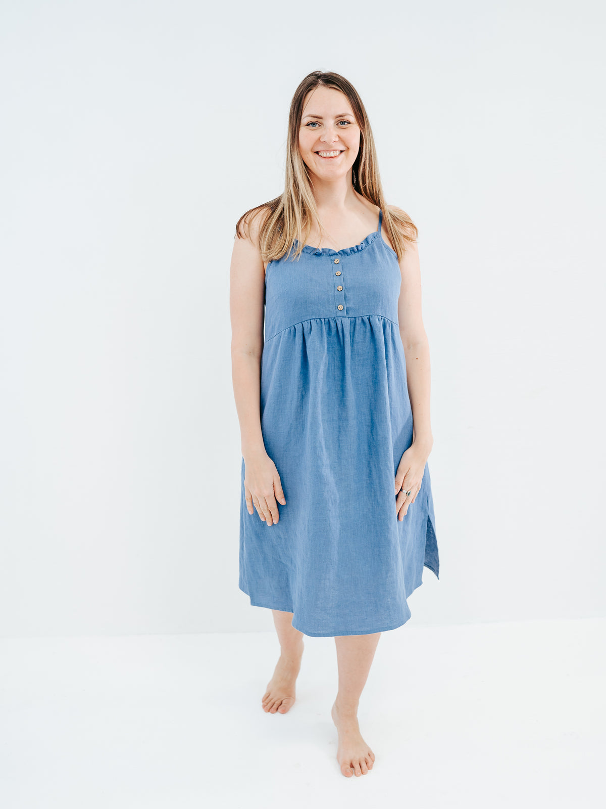 Linen Night Dress 'Leontine' Slip Dress, Pinafore - Linenbee Linen Night Dress 'Leontine' Slip Dress, Pinafore - Linenbee