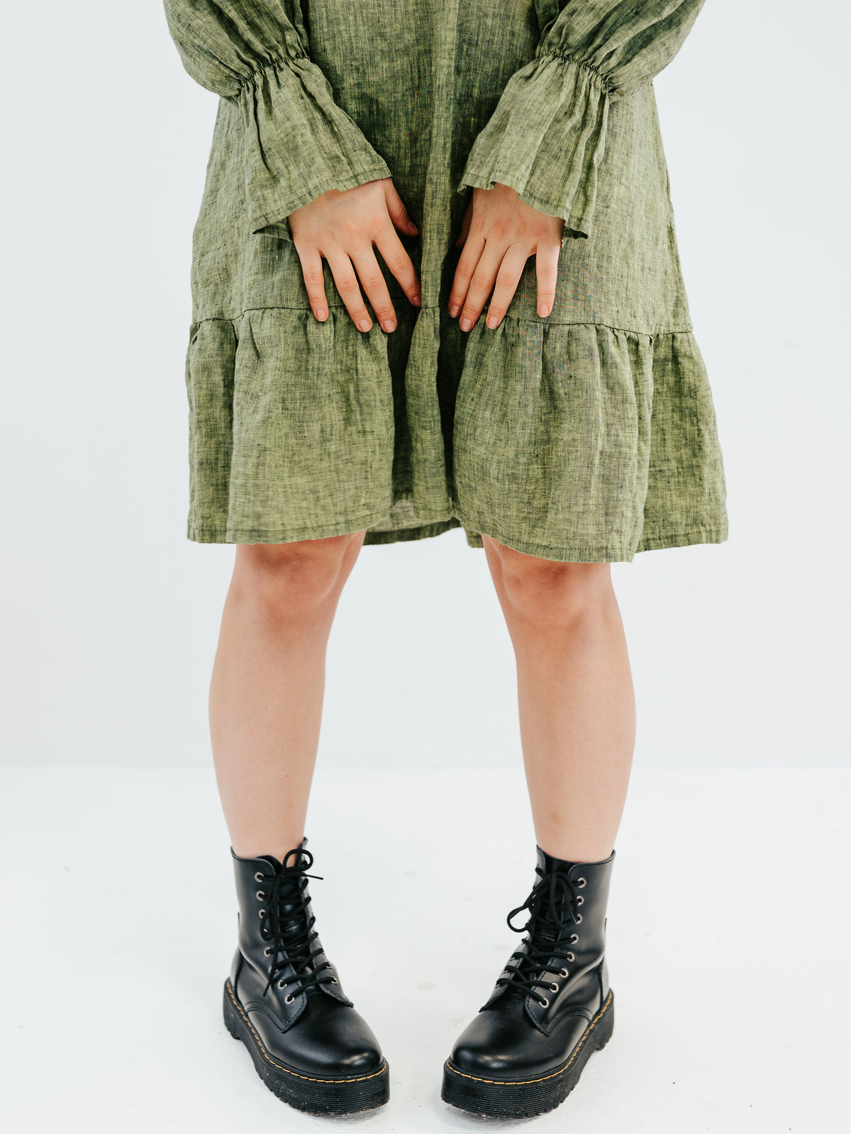 Flounced Linen Dress &#39;Astrid&#39;