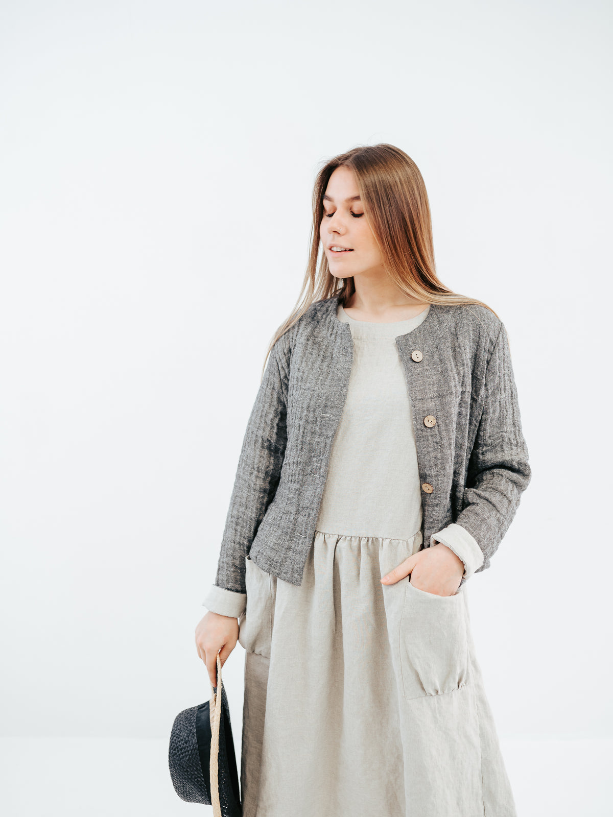 Linen and Wool Blazer for Women &#39;Fiona&#39;, Linen and Wool Jacket for Women