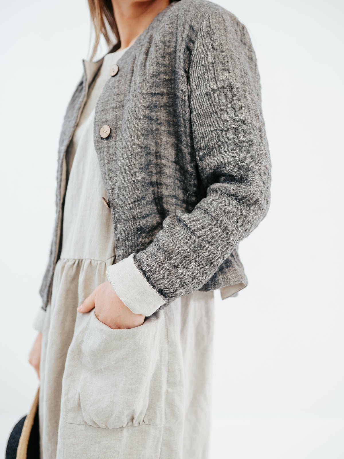 Linen and Wool Blazer for Women &#39;Fiona&#39;, Linen and Wool Jacket for Women