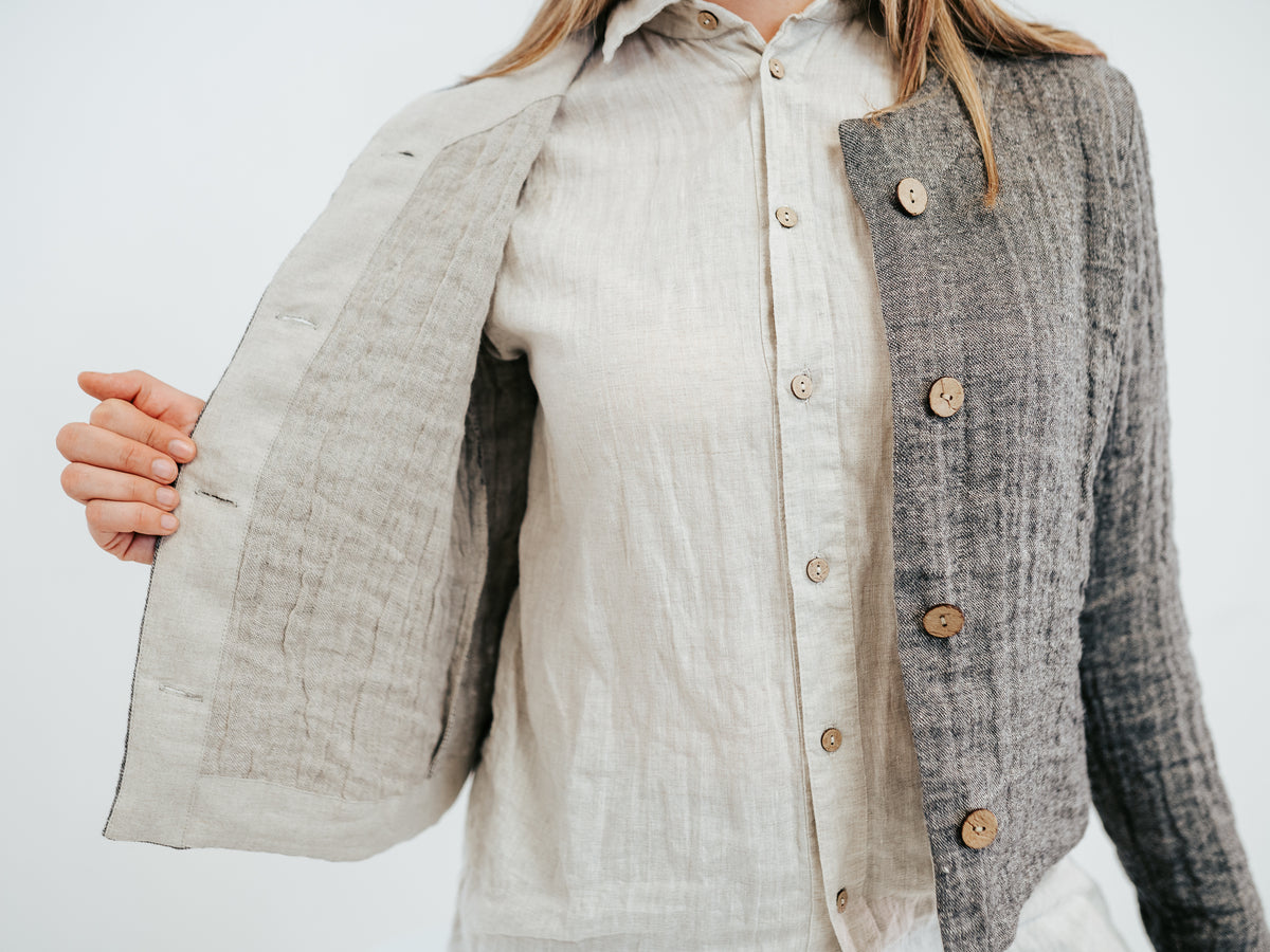 Linen and Wool Blazer for Women &#39;Fiona&#39;, Linen and Wool Jacket for Women