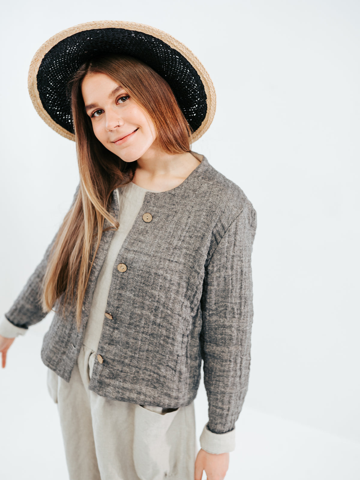 Linen and Wool Blazer for Women &#39;Fiona&#39;, Linen and Wool Jacket for Women