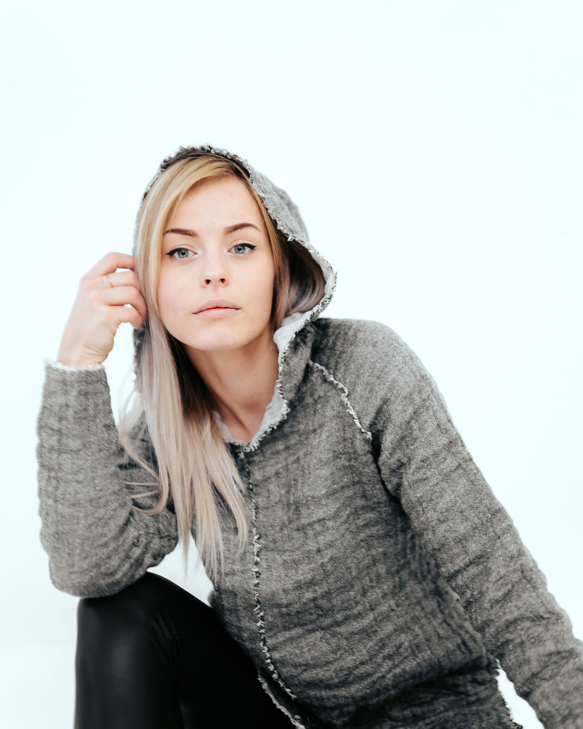 Linen and Wool Hooded Sweater &#39;Ulla&#39;