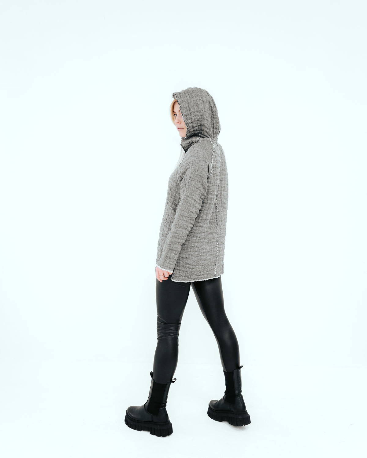 Linen and Wool Hooded Sweater &#39;Ulla&#39;