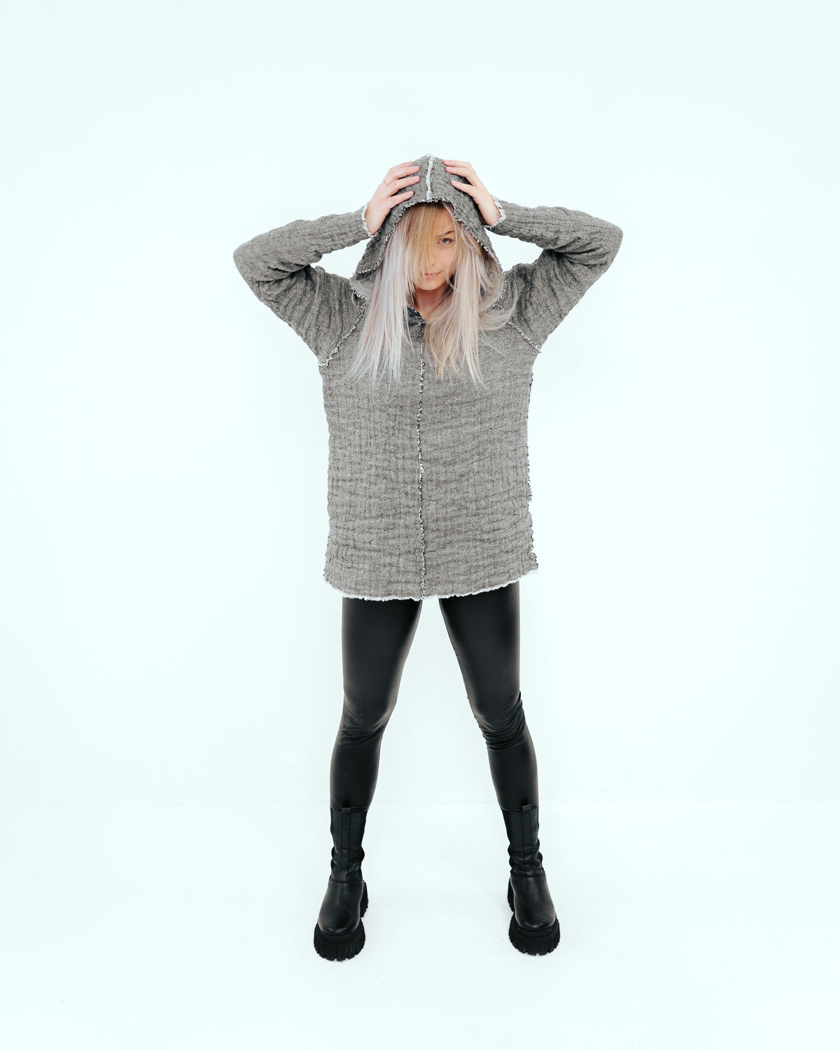 Linen and Wool Hooded Sweater &#39;Ulla&#39;